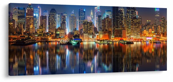 Tablou cu Manhattan noaptea (120x50 cm)