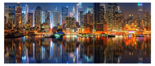 Tablou cu Manhattan noaptea (120x50 cm)