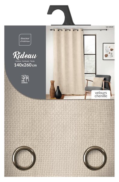 Draperie bej din janilie 140x260 cm Leo – douceur d'intérieur