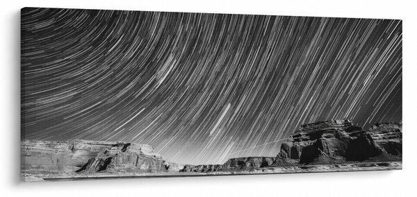 Tablou albnegru cu cerul și stele (120x50 cm)