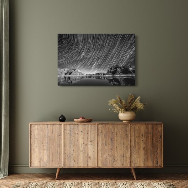 Tablou albnegru cu cerul și stele (90x60 cm)