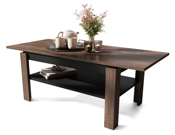 Mazzoni ASTI-R Stejar Maro/Negru – MASĂ/MĂSUȚĂ CAFEA MODERNĂ CU BLAT EXTENSIBIL