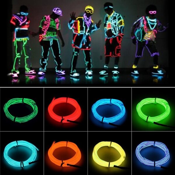 Fir electroluminescent El Wire neon, 2.8 mm, insertie metalica, permite modelare