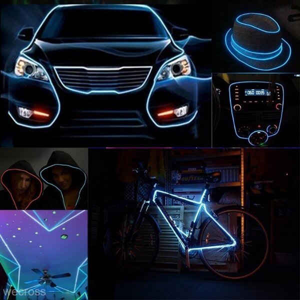 Fir electroluminescent El Wire neon, 2.8 mm, insertie metalica, permite modelare
