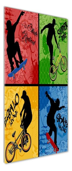 Tablou pe pe sticlă Biciclete și skateboard