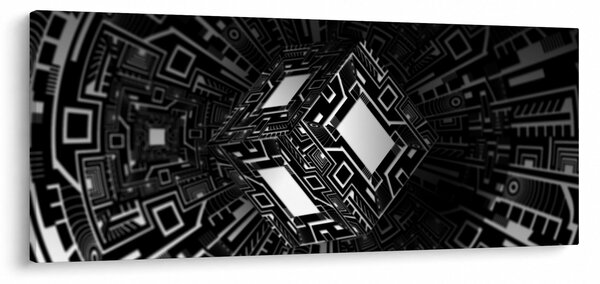Tablou cu un cub abstract (120x50 cm)