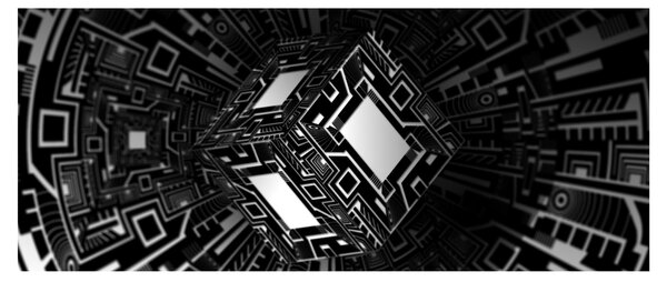 Tablou cu un cub abstract (120x50 cm)