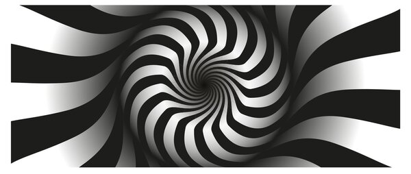 Tablou abstract cu spirala alb neagră (120x50 cm)