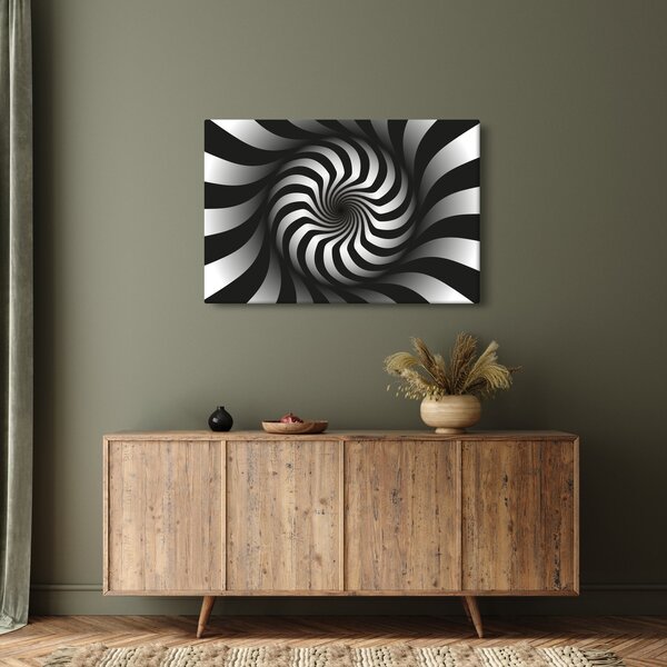 Tablou abstract cu spirala alb neagră (90x60 cm)