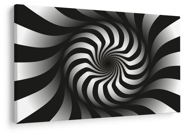 Tablou abstract cu spirala alb neagră (90x60 cm)