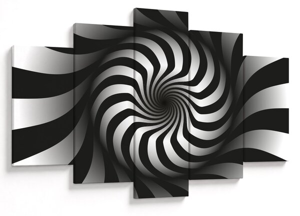 Tablou abstract cu spirala alb neagră (150x105 cm)
