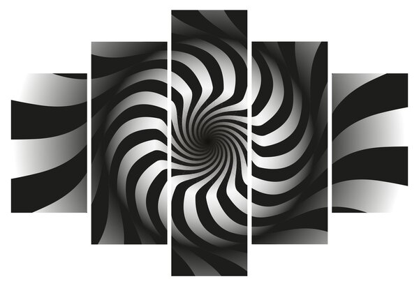 Tablou abstract cu spirala alb neagră (150x105 cm)