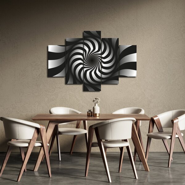 Tablou abstract cu spirala alb neagră (150x105 cm)