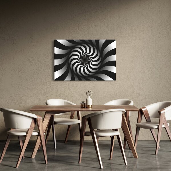 Tablou abstract cu spirala alb neagră (90x60 cm)