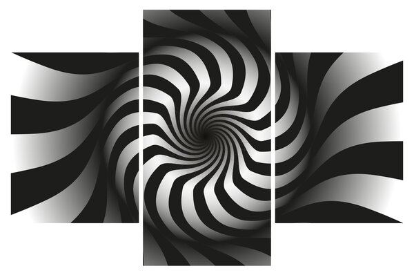 Tablou abstract cu spirala alb neagră (90x60 cm)