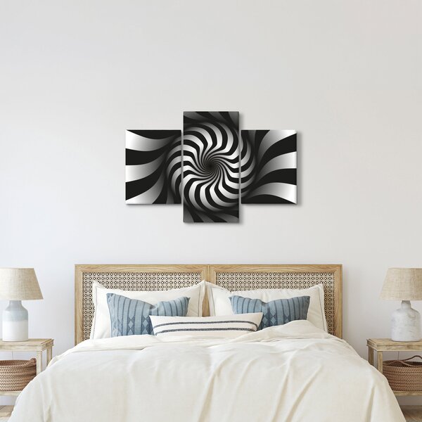 Tablou abstract cu spirala alb neagră (90x60 cm)