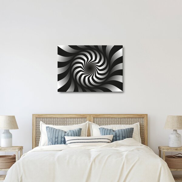 Tablou abstract cu spirala alb neagră (70x50 cm)