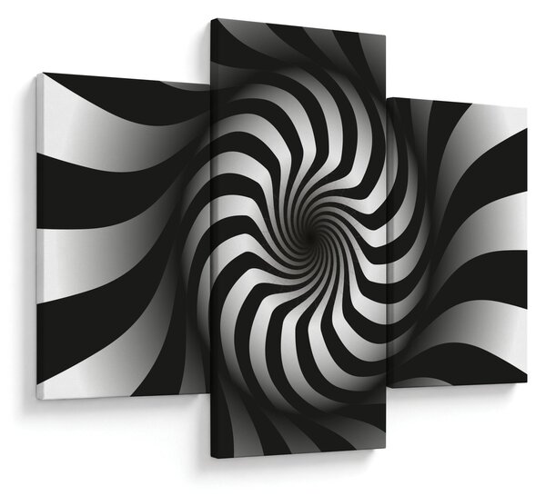 Tablou abstract cu spirala alb neagră (90x60 cm)