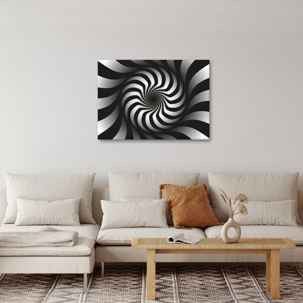 Tablou abstract cu spirala alb neagră (70x50 cm)