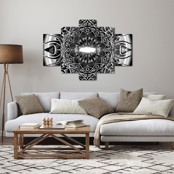Tablou cu ornamente alb negre (150x105 cm)