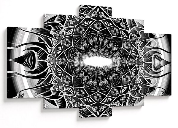 Tablou cu ornamente alb negre (150x105 cm)