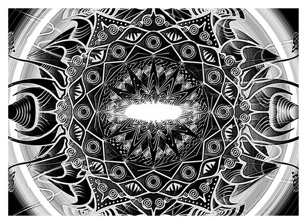 Tablou cu ornamente alb negre (70x50 cm)