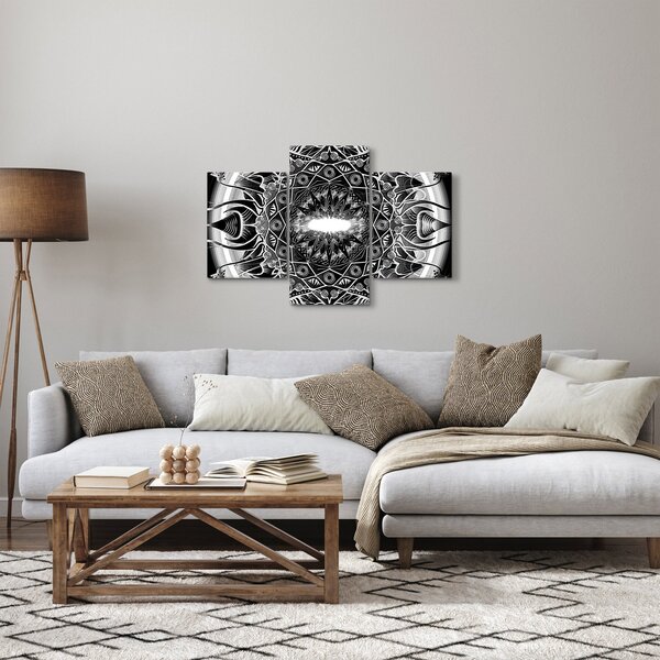 Tablou cu ornamente alb negre (90x60 cm)