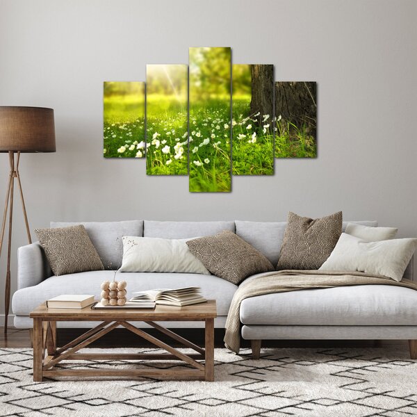 Tablou cu poiana și flori (150x105 cm)