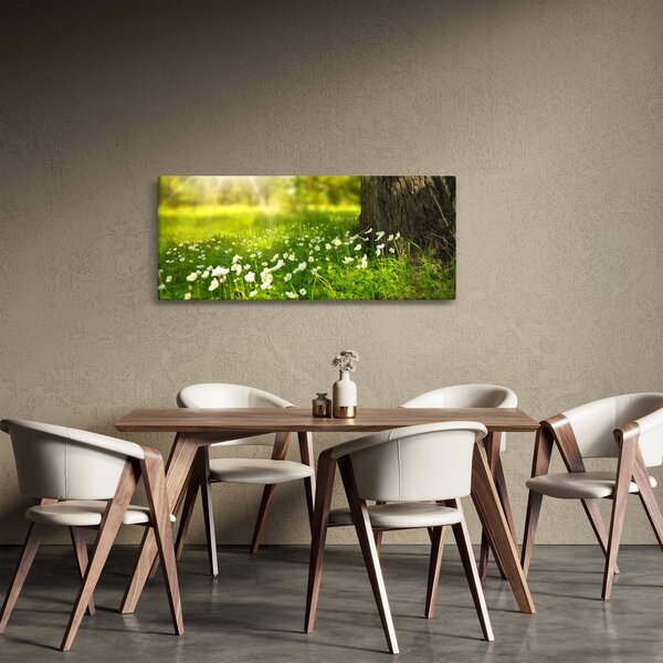 Tablou cu poiana și flori (120x50 cm)