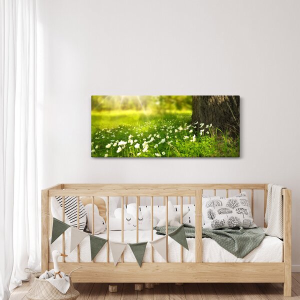 Tablou cu poiana și flori (120x50 cm)