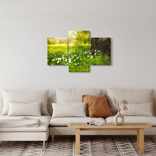 Tablou cu poiana și flori (90x60 cm)