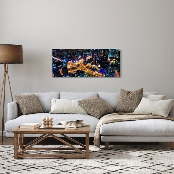 Tablou cu oraș nocturn (120x50 cm)