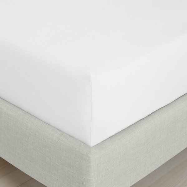 Cearceaf alb din bumbac percal cu elastic 90x190 cm Cotton Percale – Bianca