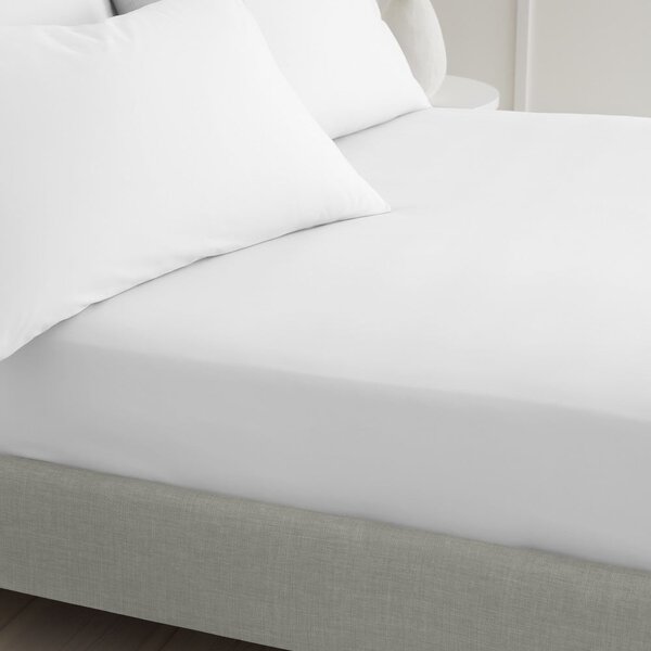 Cearceaf alb din bumbac percal cu elastic 90x190 cm Cotton Percale – Bianca