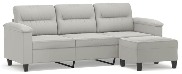 Canapea cu 3 locuri și taburet, gri închis, 180 cm, microfibră