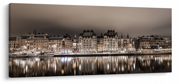 Tablou cu orașul în amurg (120x50 cm)