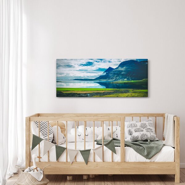 Tablou cu lac și munți (120x50 cm)