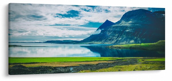 Tablou cu lac și munți (120x50 cm)