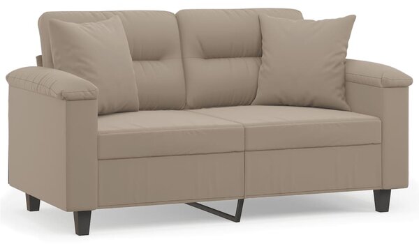Canapea cu 2 locuri, cu perne, gri taupe, 120 cm, microfibră