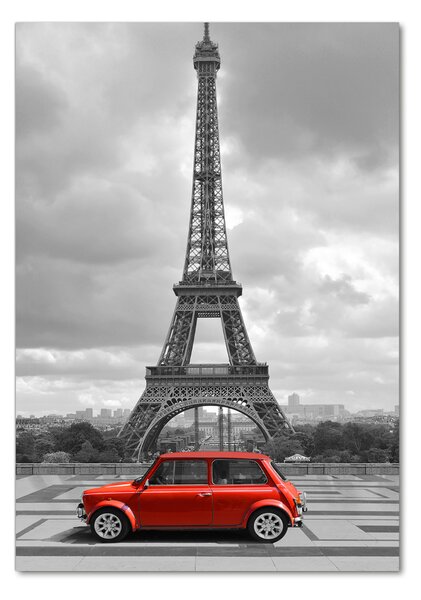 Tablou sticlă Turnul Eiffel auto