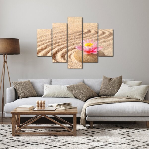 Tablou cu piatră și floare pe nisip (150x105 cm)