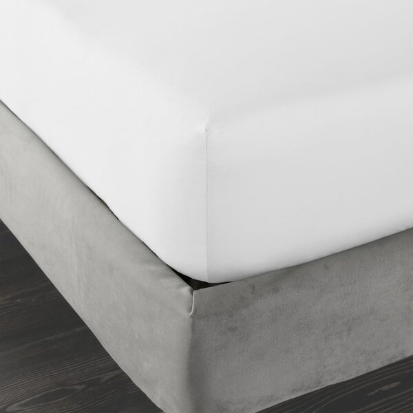 Cearceaf alb din bumbac satinat cu elastic 150x200 cm Cotton Sateen – Bianca