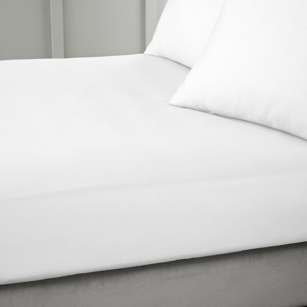 Cearceaf alb din bumbac satinat cu elastic 150x200 cm Cotton Sateen – Bianca