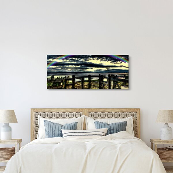 Tablou cu curcubeu deasupa mării (120x50 cm)