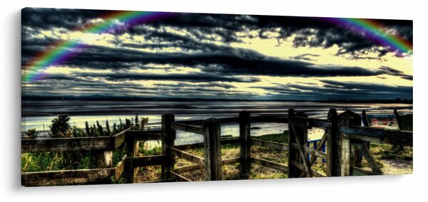 Tablou cu curcubeu deasupa mării (120x50 cm)