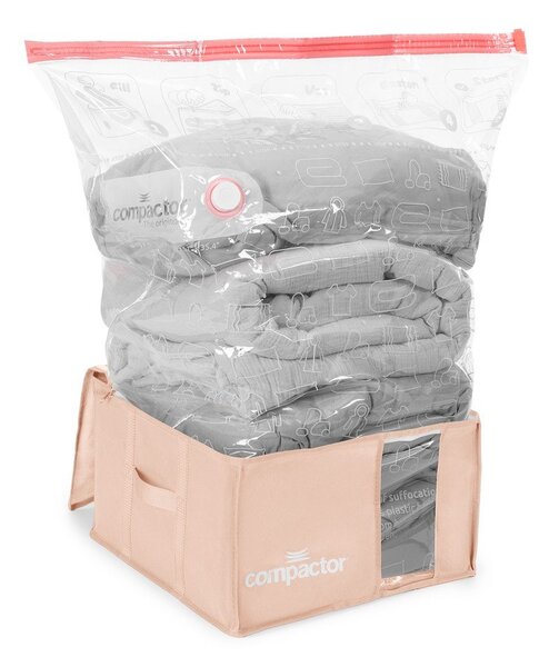 Cutie de depozitare pentru haine din plastic cu vacuum 42x40x25 cm Pink Edition – Compactor