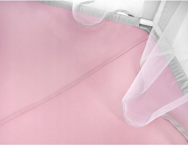 Cort castel printese, mini ghirlanda roz eleganta, 135x140 cm, 6 perdele tul, pliabil, husa depozitare