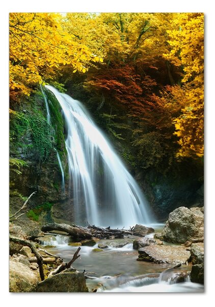 Tablou pe pe sticlă Cascada din pădure