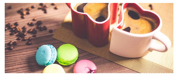 Tablou cu cafea și macarooni (120x50 cm)