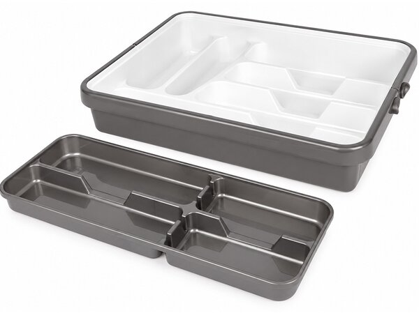 Organizator extensibil pentru tacamuri, 31.5 x 42 x 7.5 cm – cutie compartimentata pentru sertar, linguri, furculite, cutite si ustensile de bucatarie
